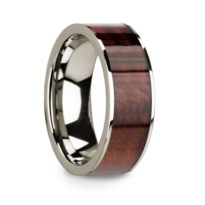 Redwood Inlay 14k White Gold Men's Wedding Band