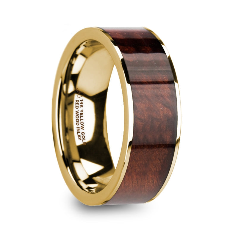 Redwood Inlay 14k Yellow Gold Men's Wedding Band