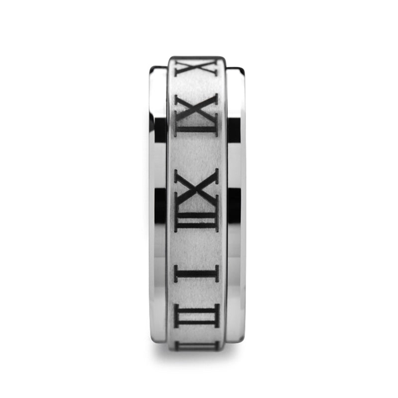 Roman Numerals Spinner Tungsten Wedding Band