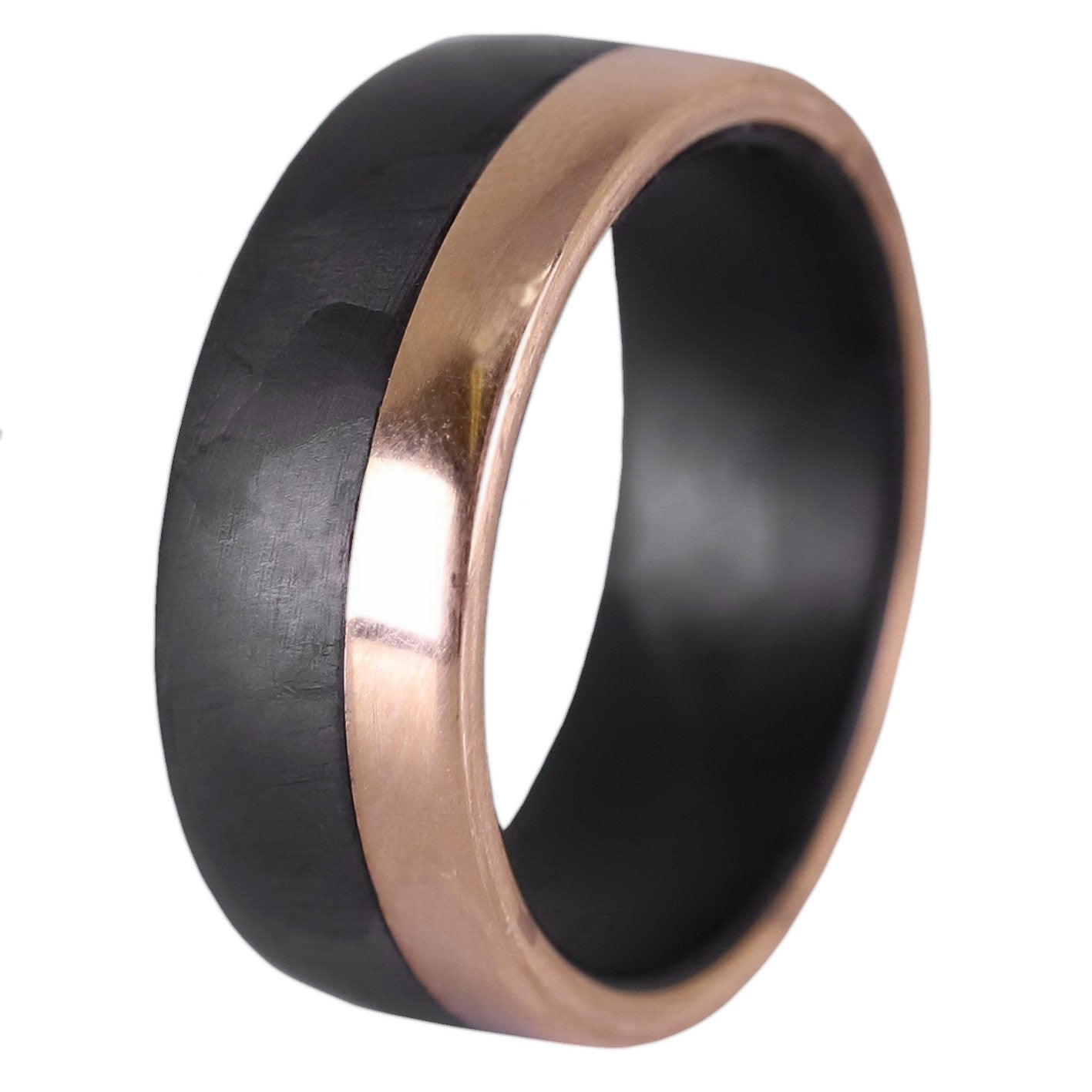 Rose Gold and Carbon Fiber Men's Wedding Band