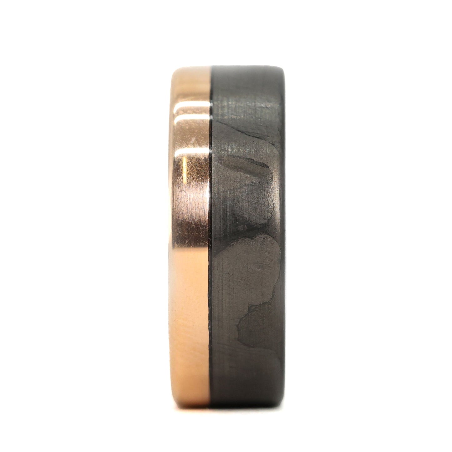 Rose Gold and Carbon Fiber Men's Wedding Band