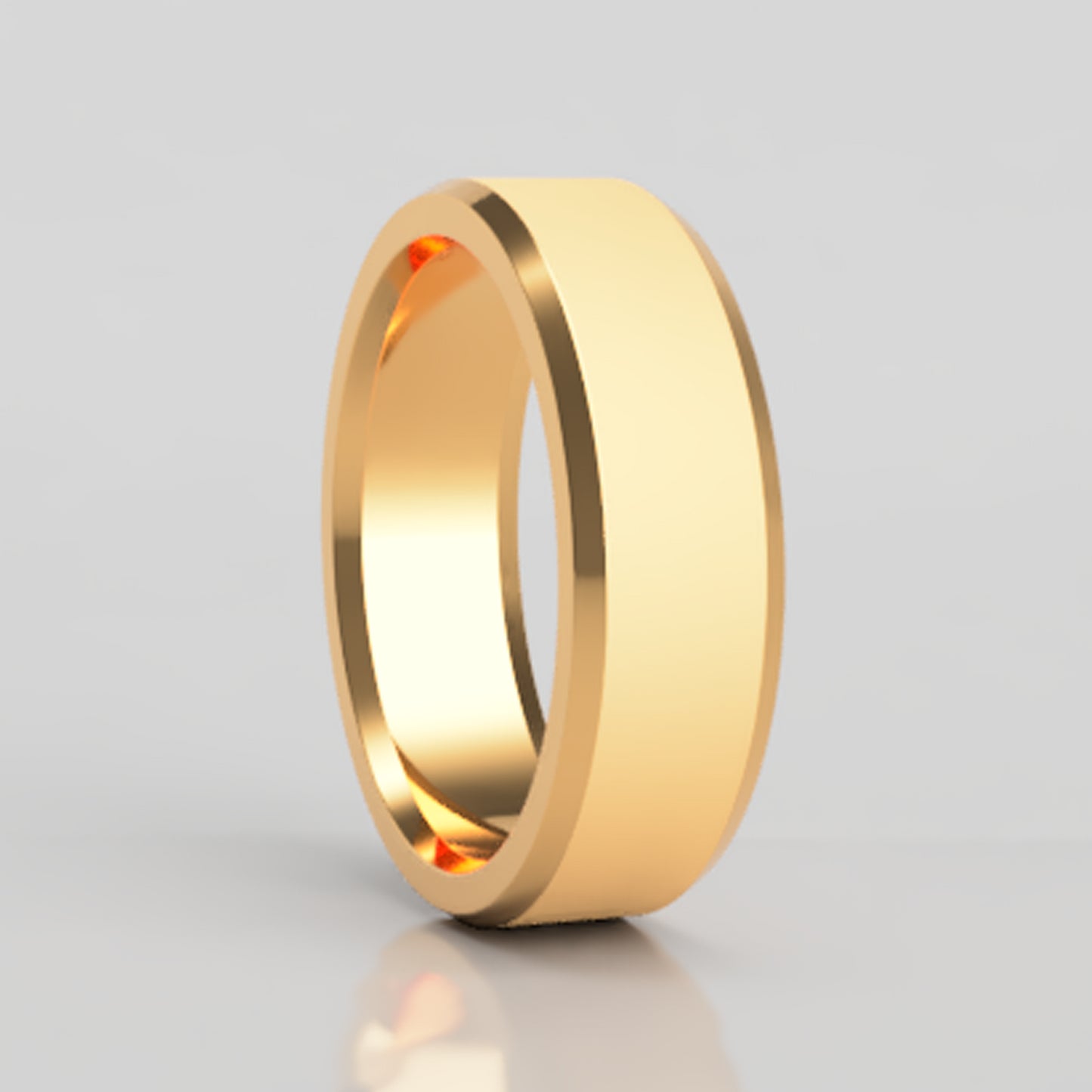 Satin 10k Gold Wedding Band with Beveled Edges