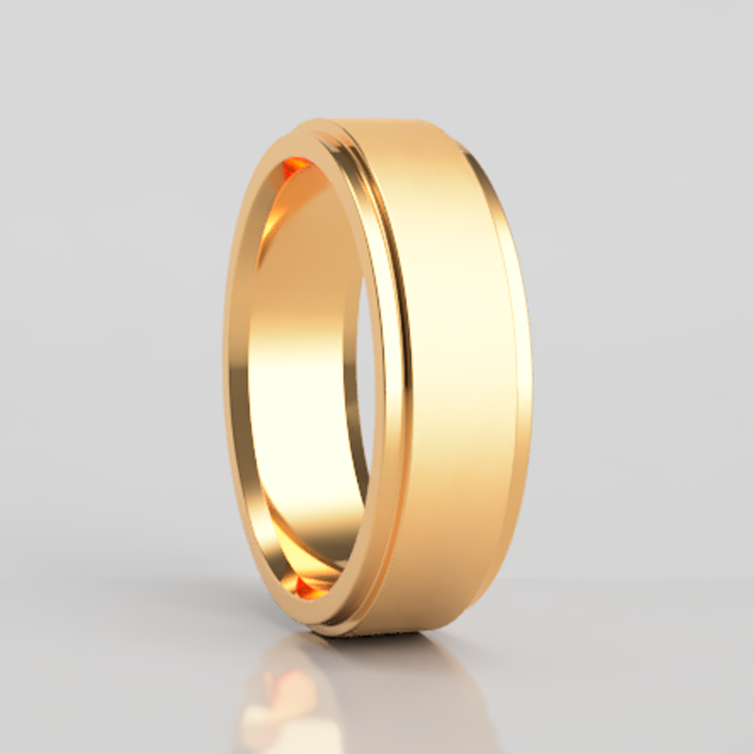 Satin 10k Gold Ring with Stepped Edges Vansweden Jewelers