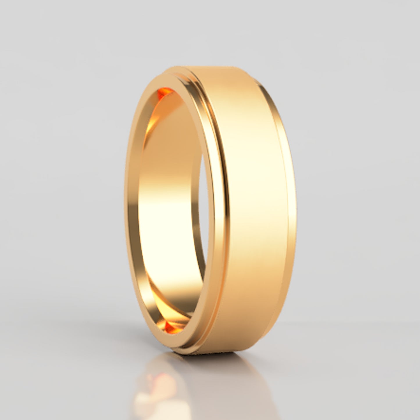 Satin 10k Gold Wedding Band with Stepped Edges