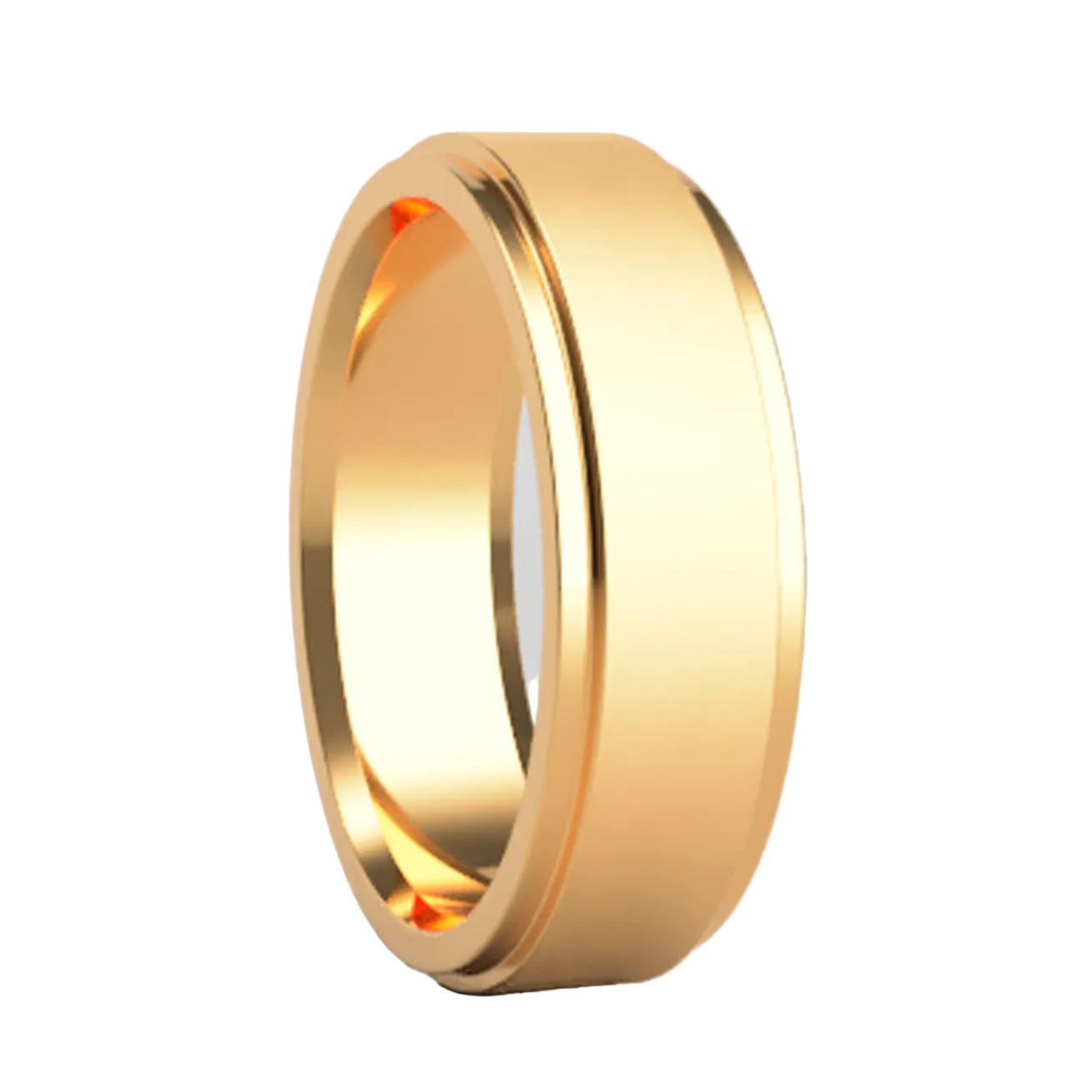 Satin 10k Gold Wedding Band with Stepped Edges
