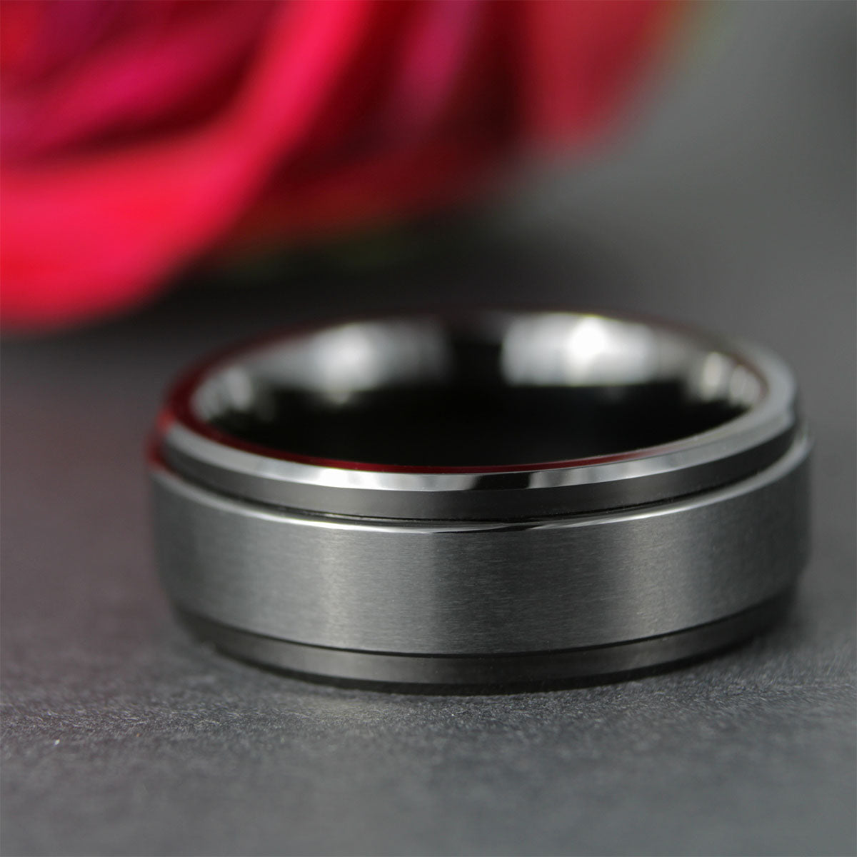 Spinner Black Tungsten Men's Wedding Band
