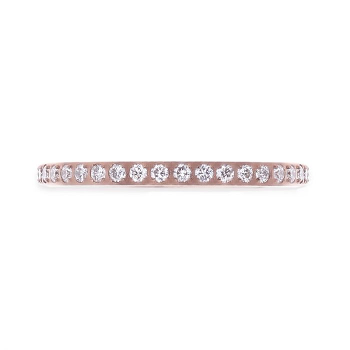 Stackable Rose Gold Titanium Women's Eternity Wedding Band with Lab-Created Diamonds