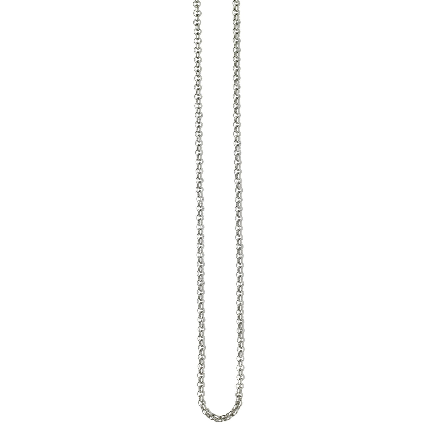 A stainless steel 1.85mm 18" - 20" adjustable rolo chain displayed on a neutral white background.