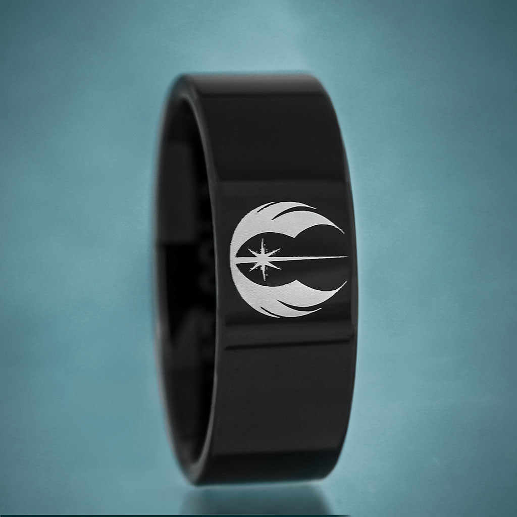 Star Wars Jedi Order Symbol Black Tungsten Wedding Band