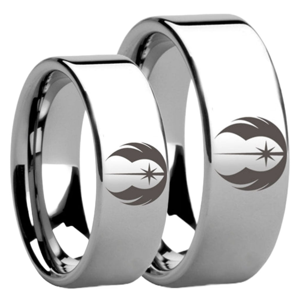 Star Wars Jedi Order Tungsten Couple's Matching Wedding Band Set