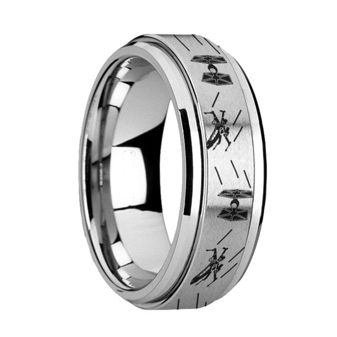 Star Wars Tie Fighter X-Wing Spinner Tungsten Wedding Band