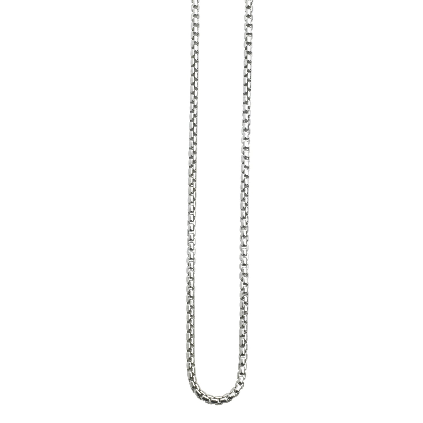 A 2.0 mm sterling silver 16" venetian rounded box chain displayed on a neutral white background.
