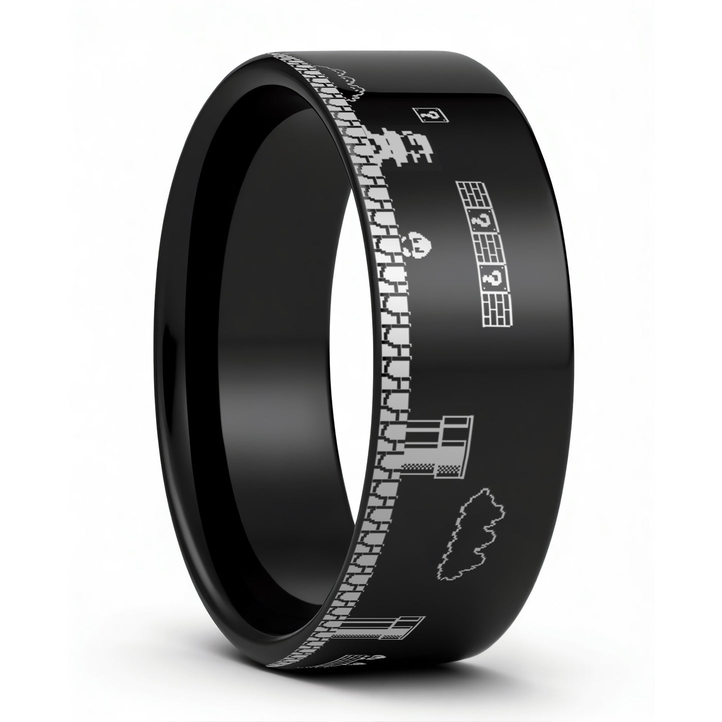 Super Mario Bros Black Tungsten Wedding Band