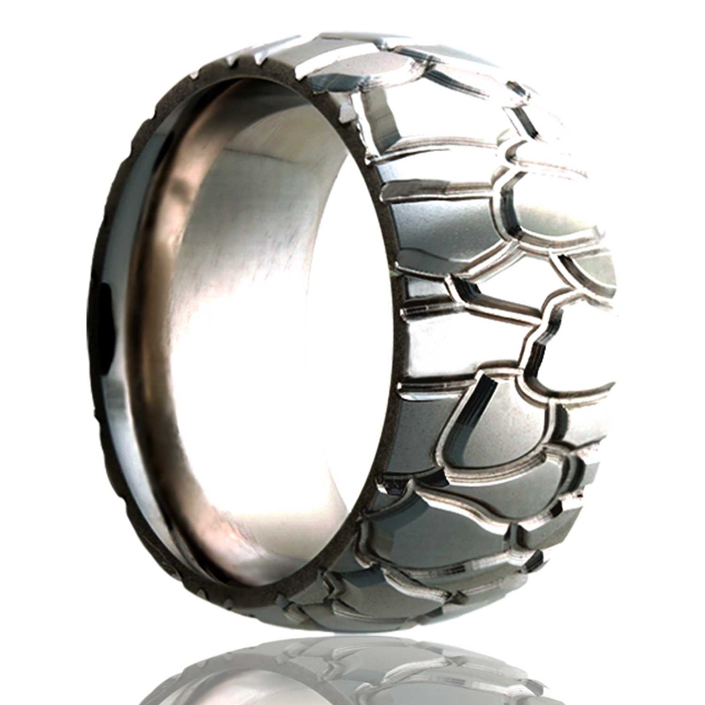 A cobblestone domed cobalt wedding band displayed on a neutral white background.