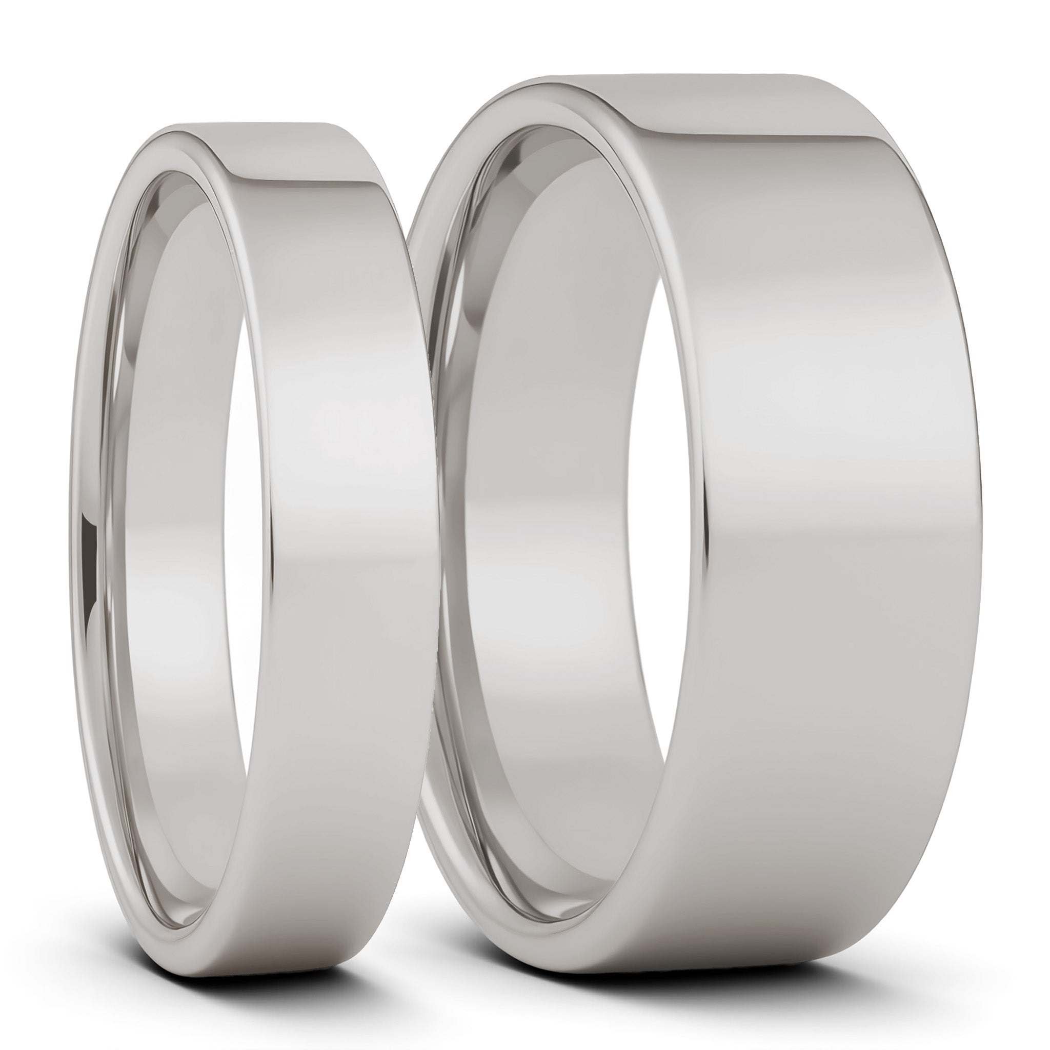 6mm Titanium Steel CZ Couple's Ring Set – Silver, Sizes 6-13, Fashion Wedding Band