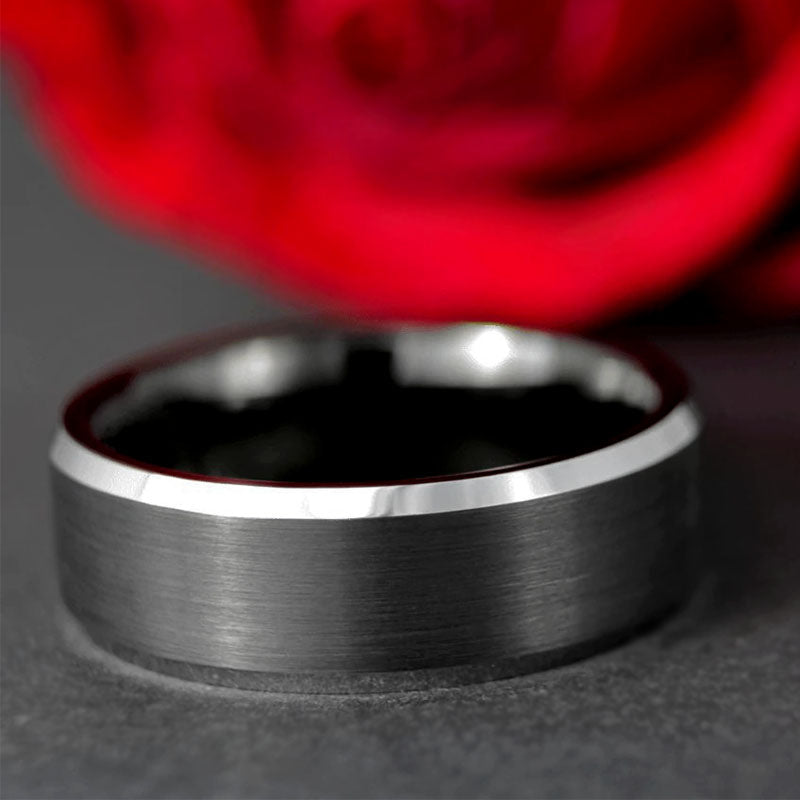 Titanium Men's Wedding Band with Black Center