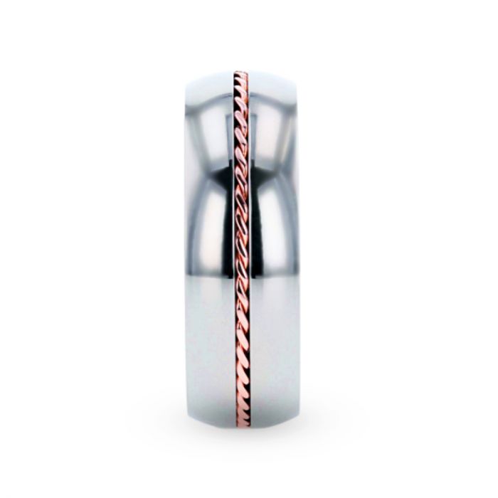 Titanium Men's Wedding Band with Braided 14k Rose Gold Inlay