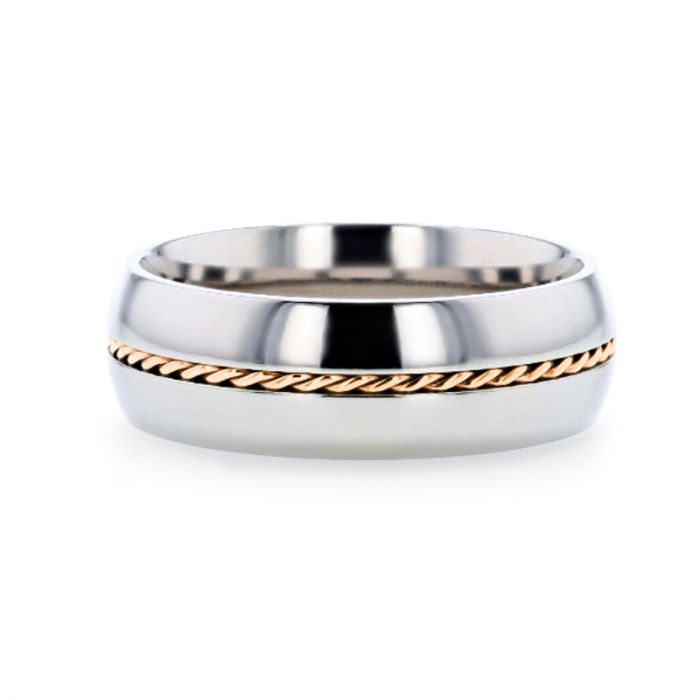 Titanium Men's Wedding Band with Braided 14k Yellow Gold Inlay
