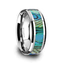 Bague Homme En Titane Noir Avec Incrustation De Nacre – Design Géométrique Moderne - 2