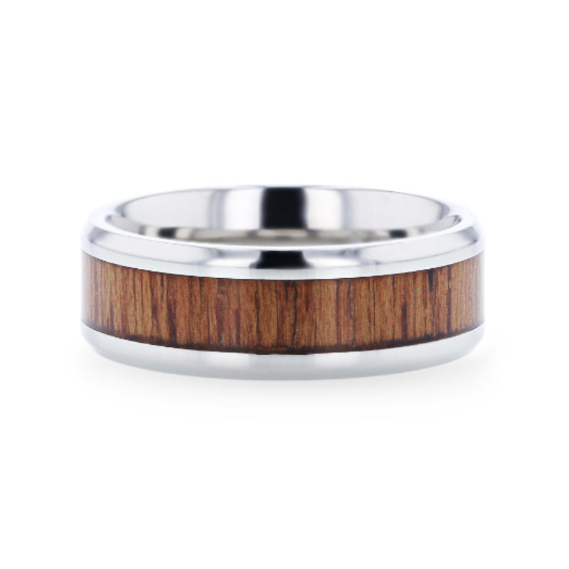 Titanium Men's Wedding Band with Teak Wood Inlay