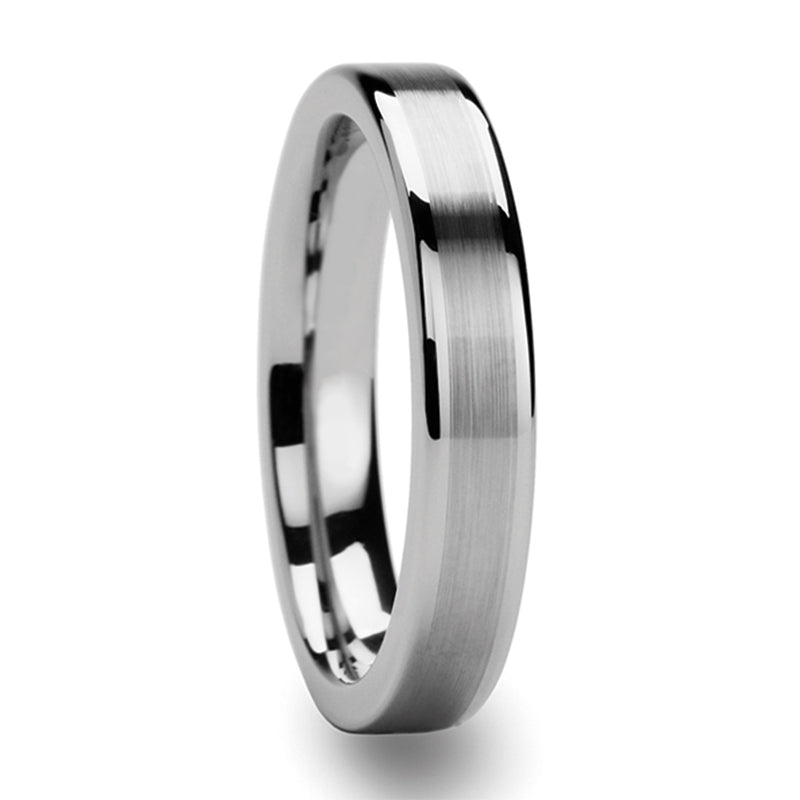 Tungsten Men's Wedding Band with Brushed Stripe