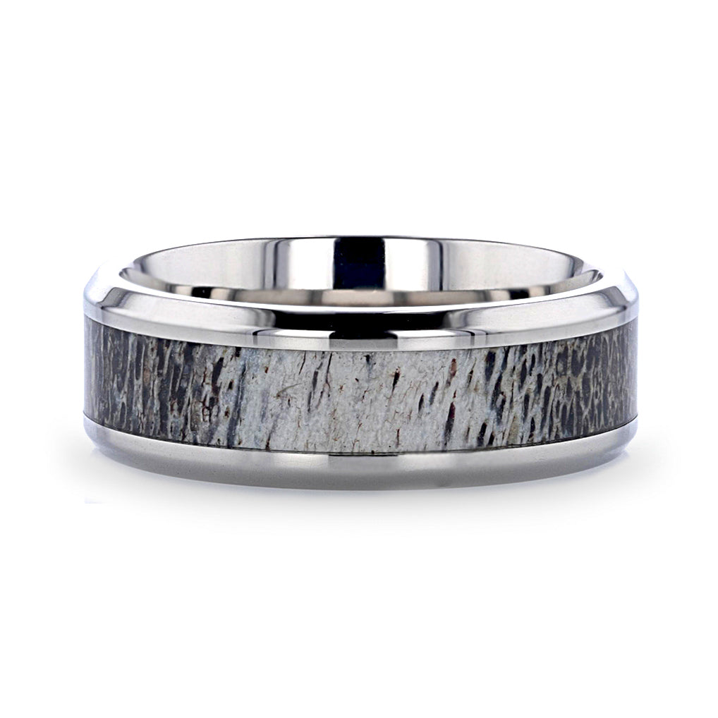 Tungsten Men's Wedding Band with Ombre Deer Antler Inlay