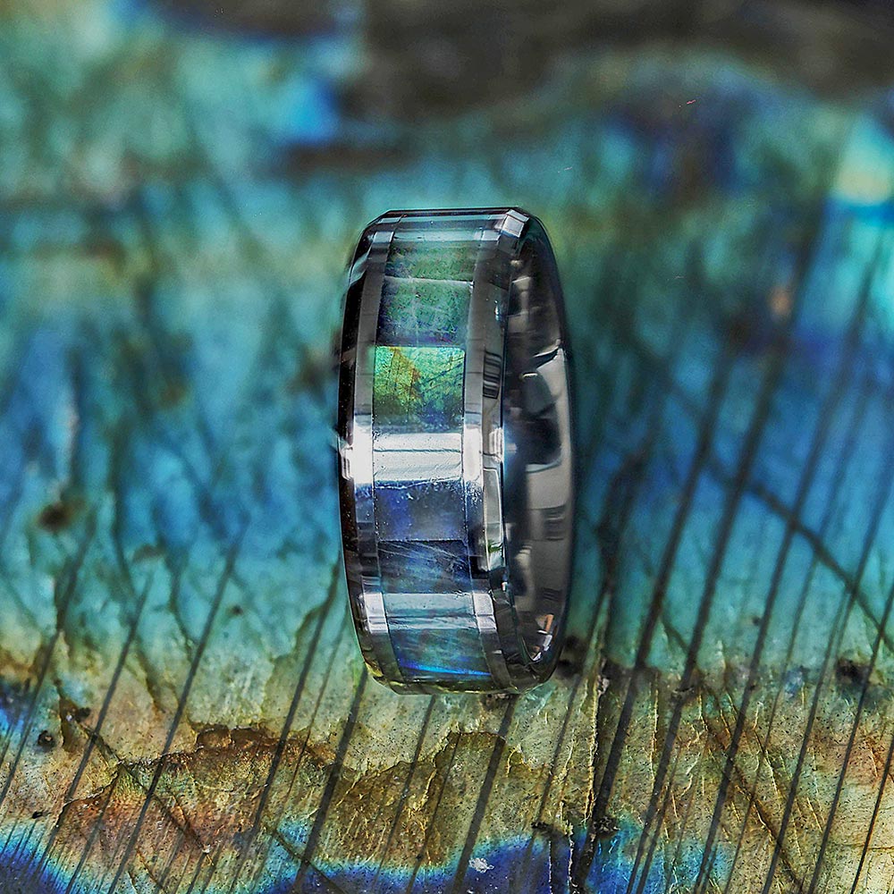 Tungsten Men's Wedding Band with Spectrolite Inlay