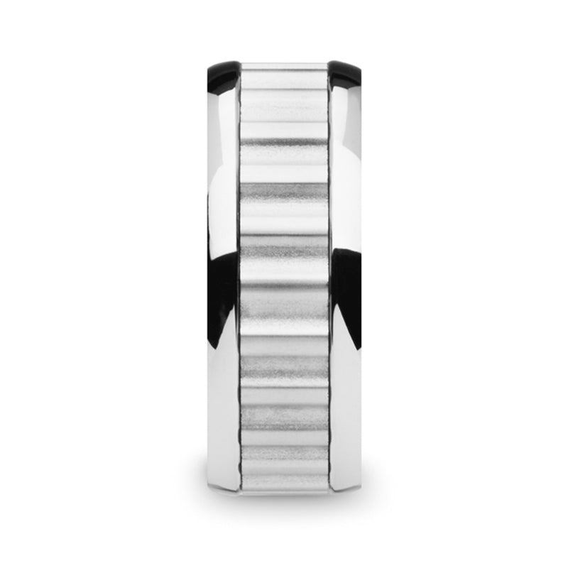 Tungsten Wedding Band with Gear Teeth Inlay