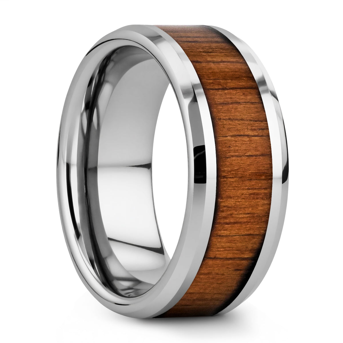 Tungsten Wedding Band with Koa Wood Inlay