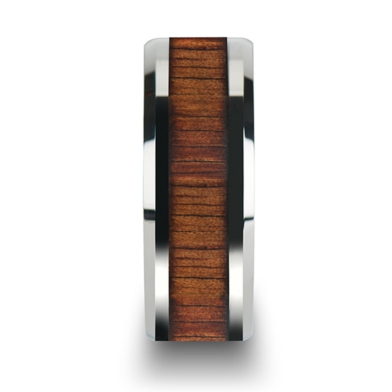 Tungsten Wedding Band with Koa Wood Inlay