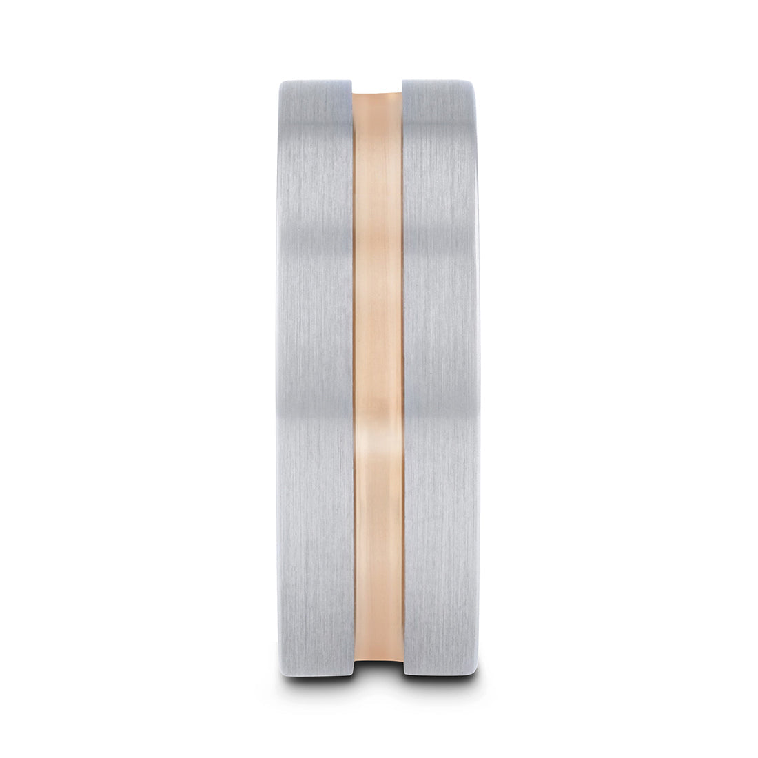 Tungsten Wedding Band with Rose Gold Plated Groove