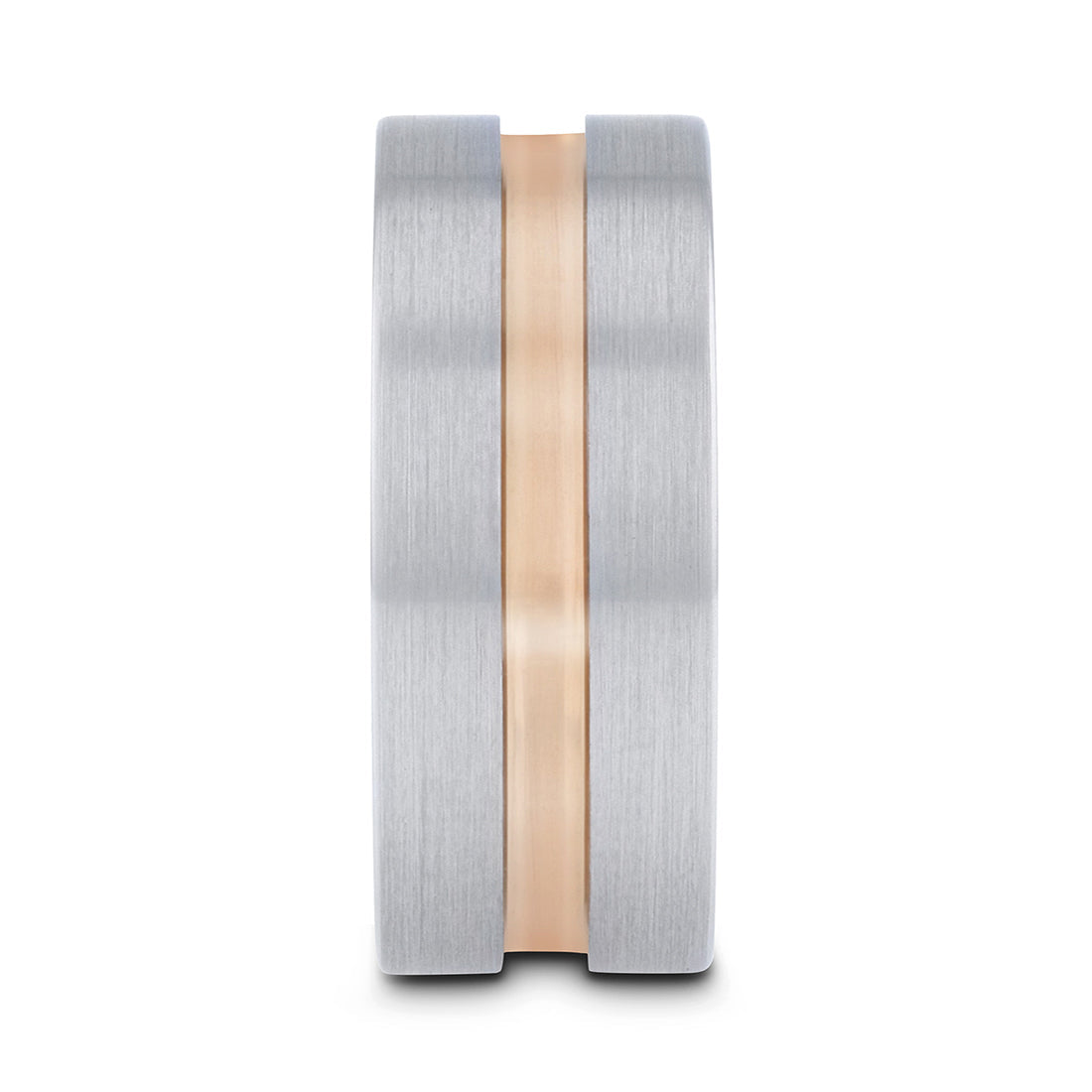 Tungsten Wedding Band with Rose Gold Plated Groove