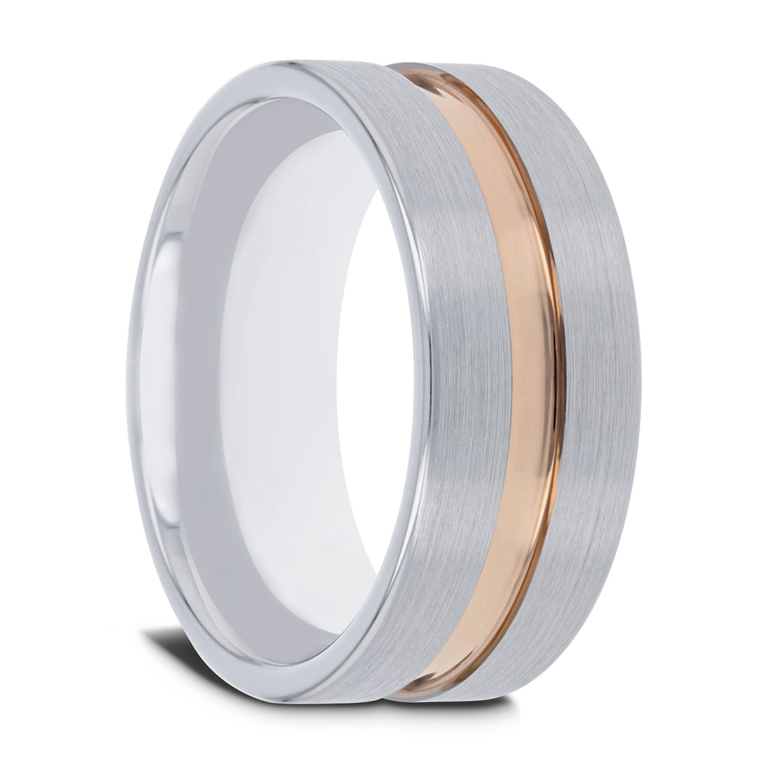 Tungsten Ring with Rose Gold Plated Groove