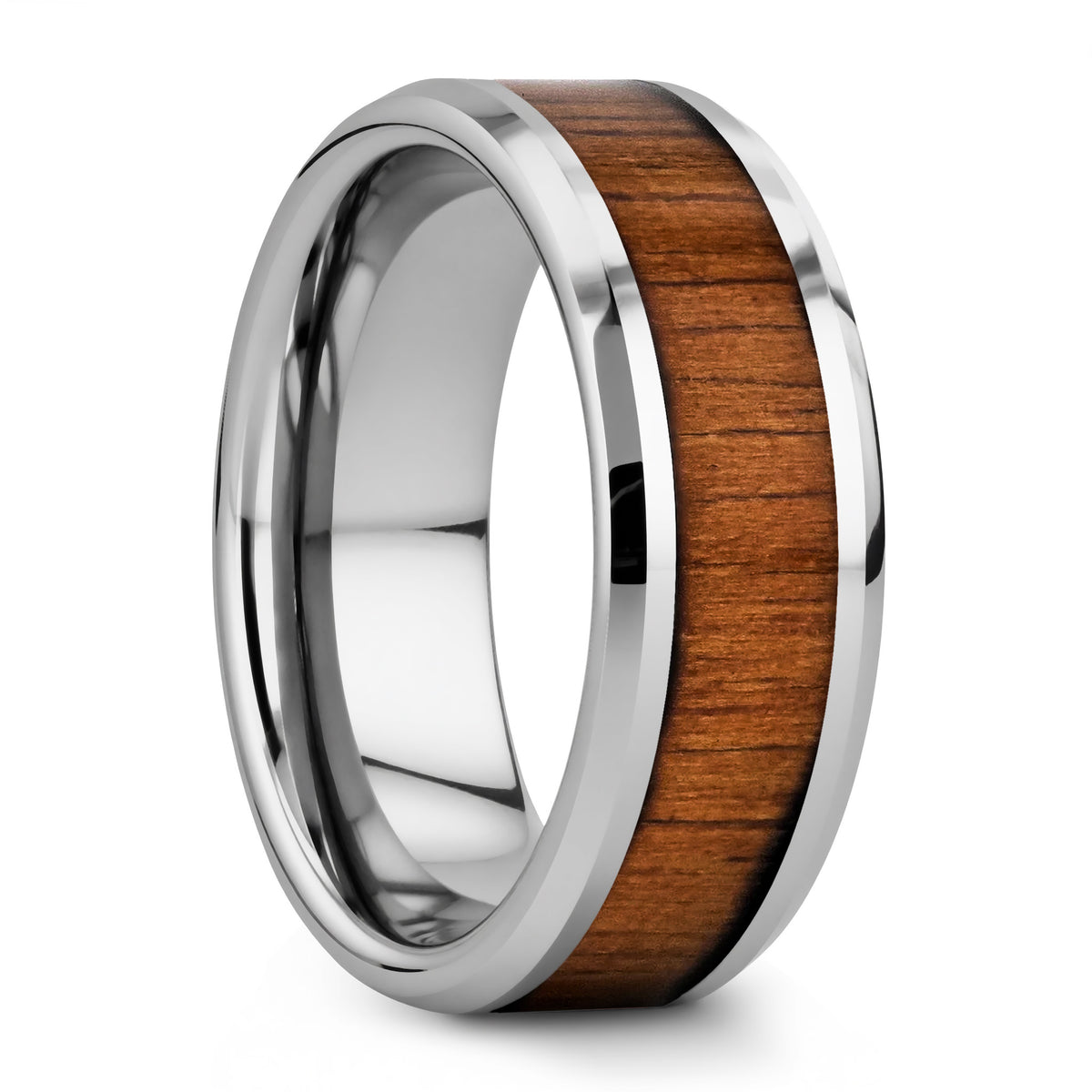 Tungsten Wedding Band with Koa Wood Inlay