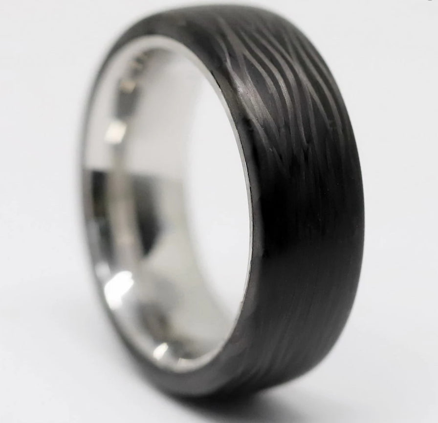 Wave Carbon Fiber & Titanium Men's Wedding Band