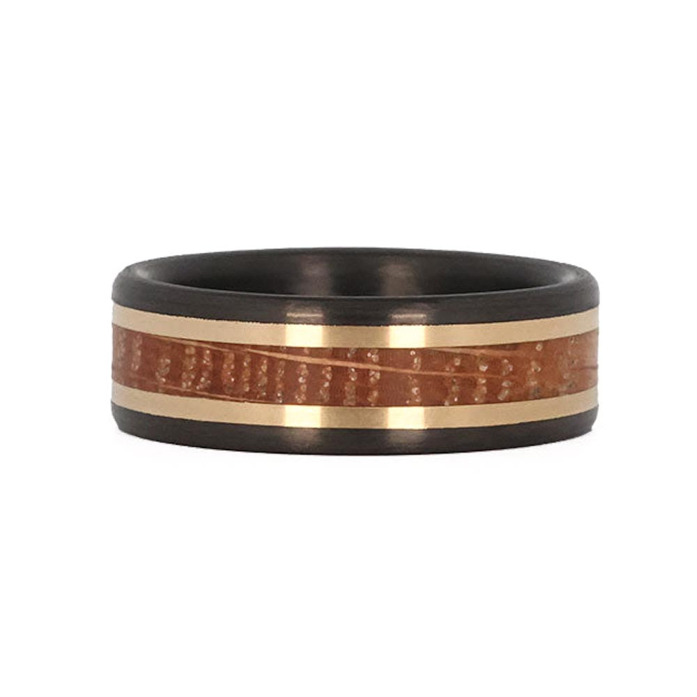 Whiskey Barrel & Gold Inlay Carbon Fiber Men's Wedding Band