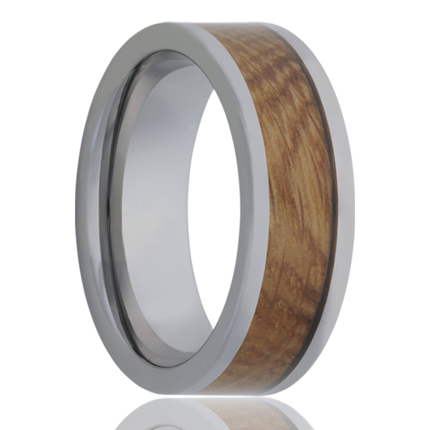 Whiskey Barrel Wood Inlay Tungsten Wedding Band