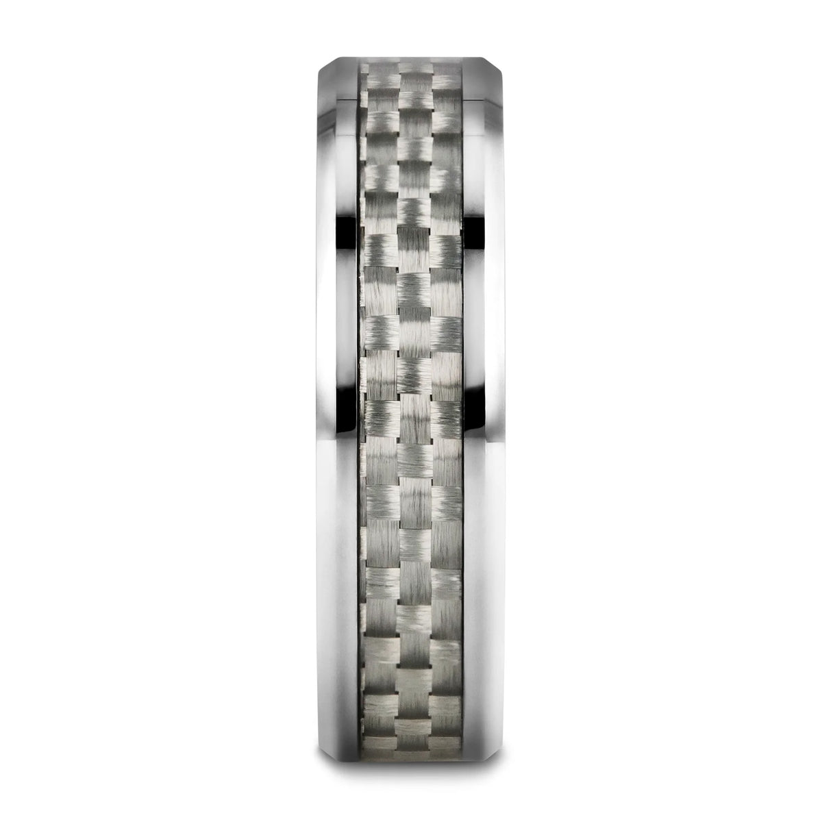 White Carbon Fiber Inlay Tungsten Wedding Band