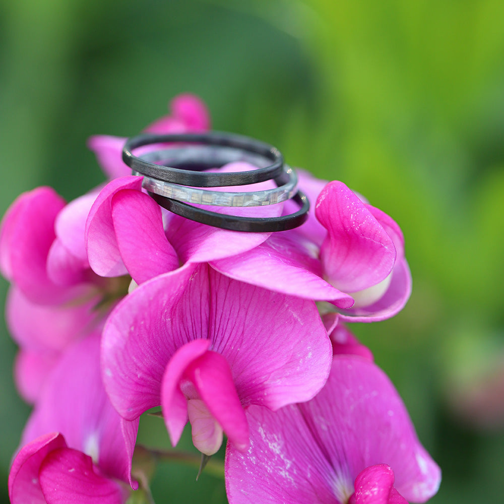 Women's Extra-Thin Stackable Black Carbon Fiber Wedding Band