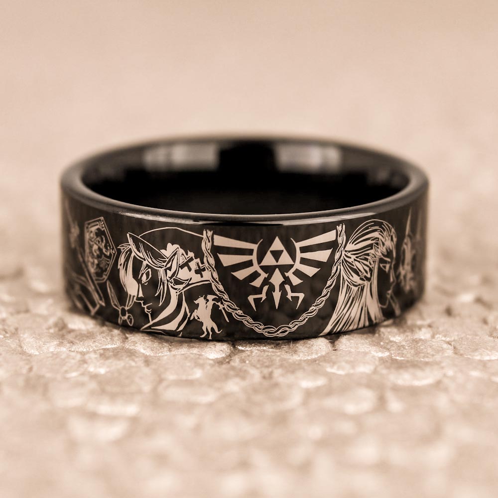 Zelda Black Tungsten Wedding Band