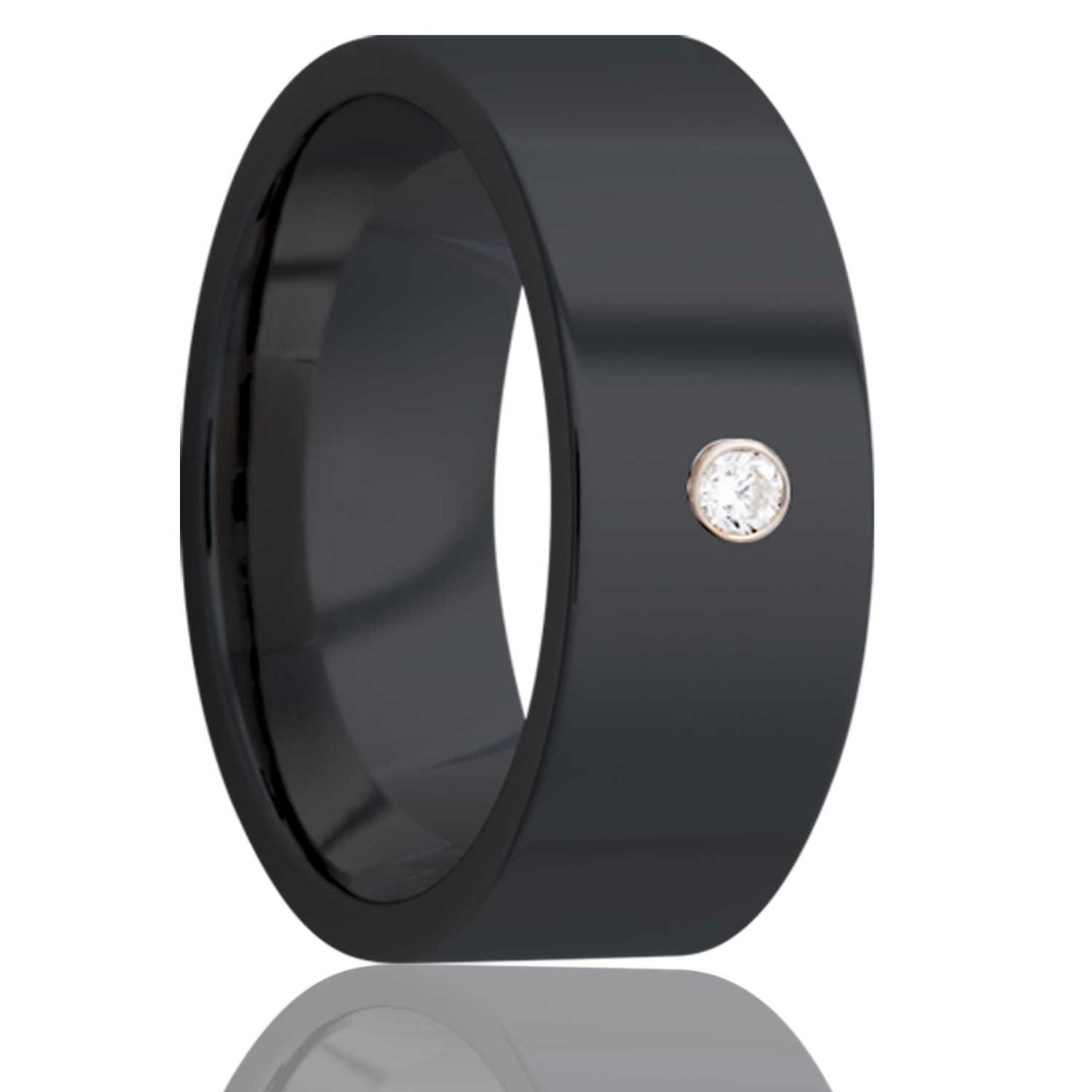 Zirconium Wedding Band with Bevel Set Diamond