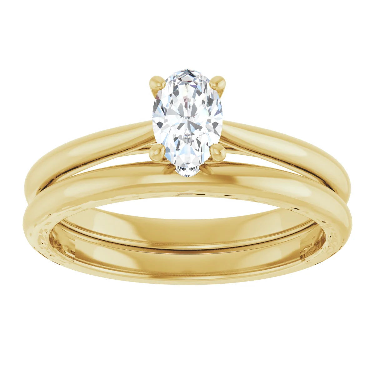 10k Gold Oval Solitaire Lab-Created Diamond Women's Engagement Ring