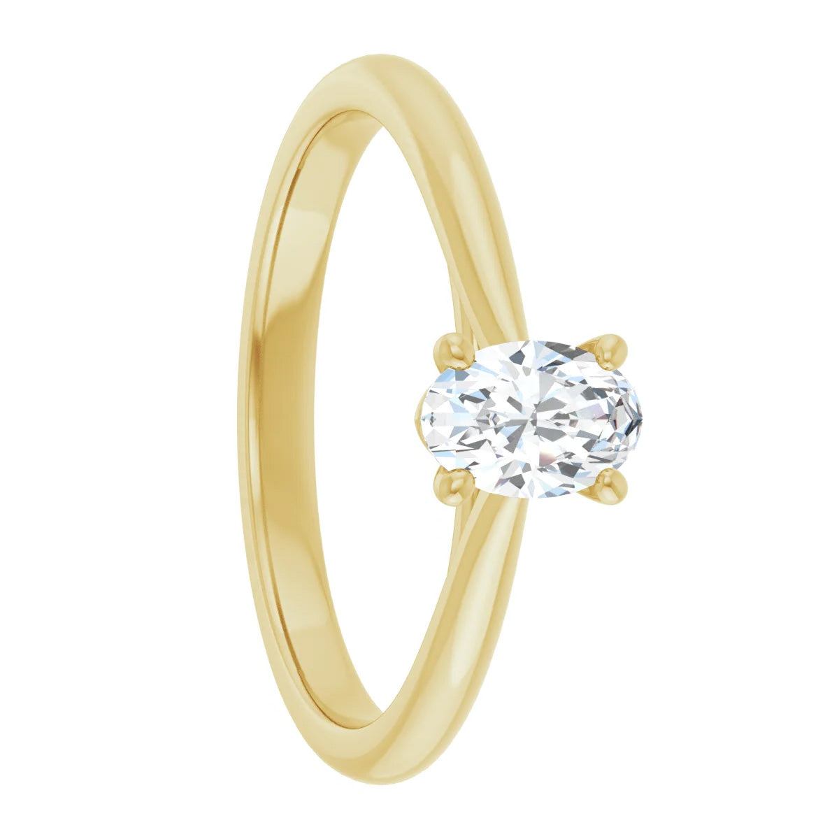10k Gold Oval Solitaire Lab-Created Diamond Women's Engagement Ring