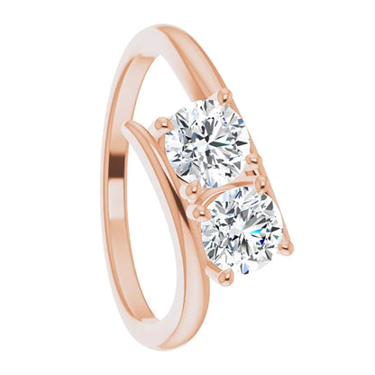 10k Gold Two Stone Moissanite Women's Engagement Ring