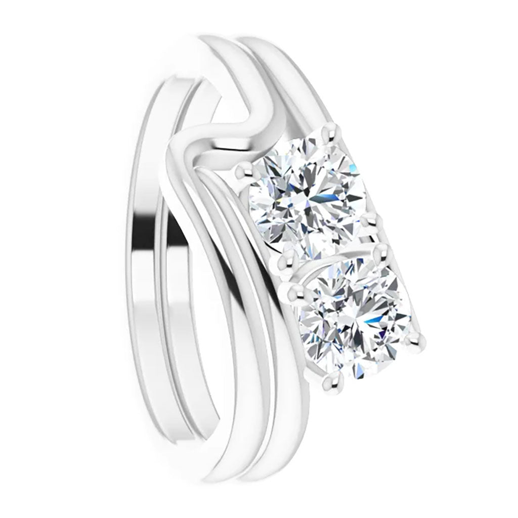 10k Gold Two Stone Moissanite Women's Engagement Ring