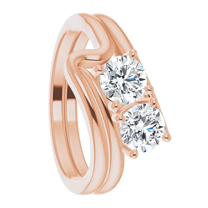 10k Gold Two Stone Moissanite Women's Engagement Ring