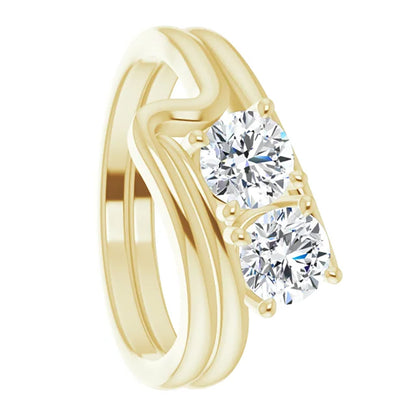 10k Gold Two Stone Moissanite Women's Engagement Ring