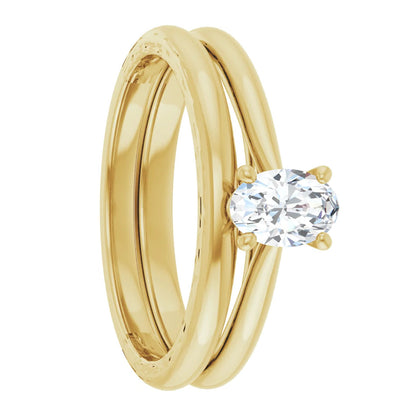 10k Gold Oval Moissanite Solitaire Women's Engagement Ring