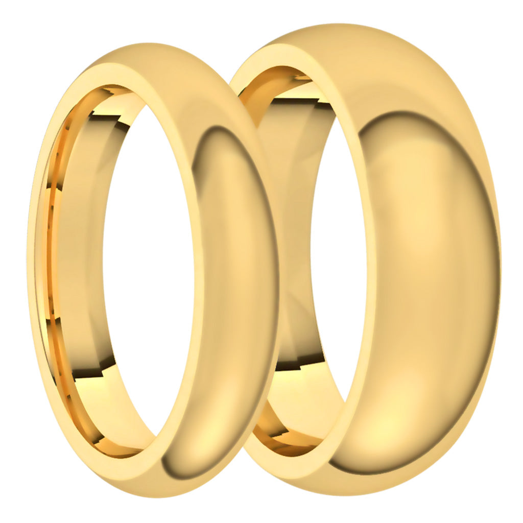 10k Yellow Gold Domed Couple's Matching Wedding Band Set