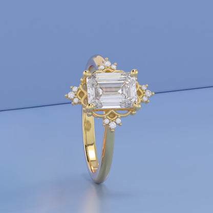10k Gold Moissanite Women's Halo Engagement Ring
